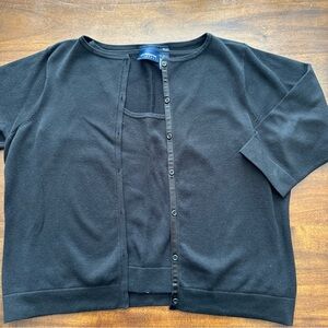 Liz Claiborne Sport Black 2 piece 3/4 Sleeve Knit Sweater & Tank Set Womens XL L